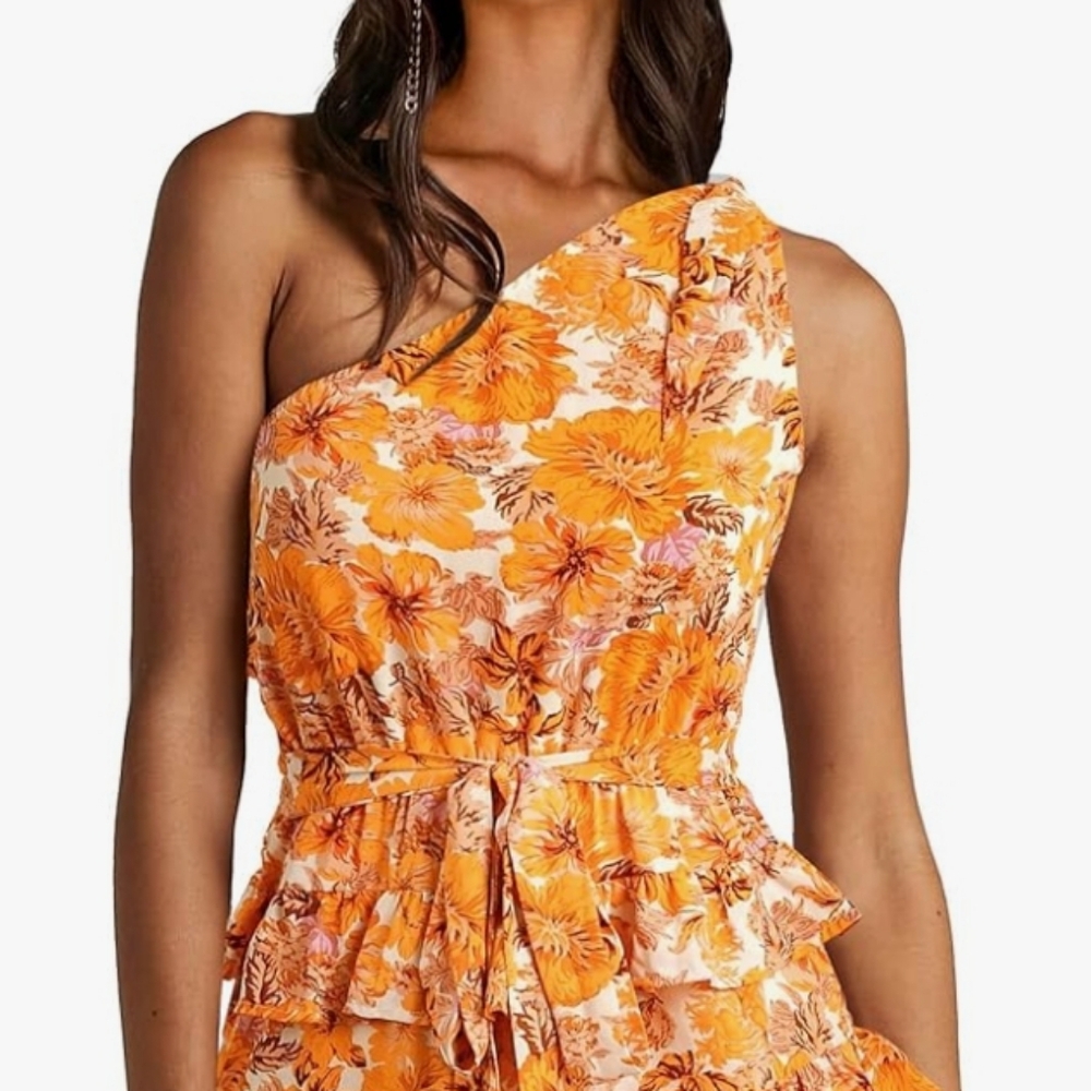 NWT.Floral Sleeveless Ruffle Dress - Picture 3 of 6